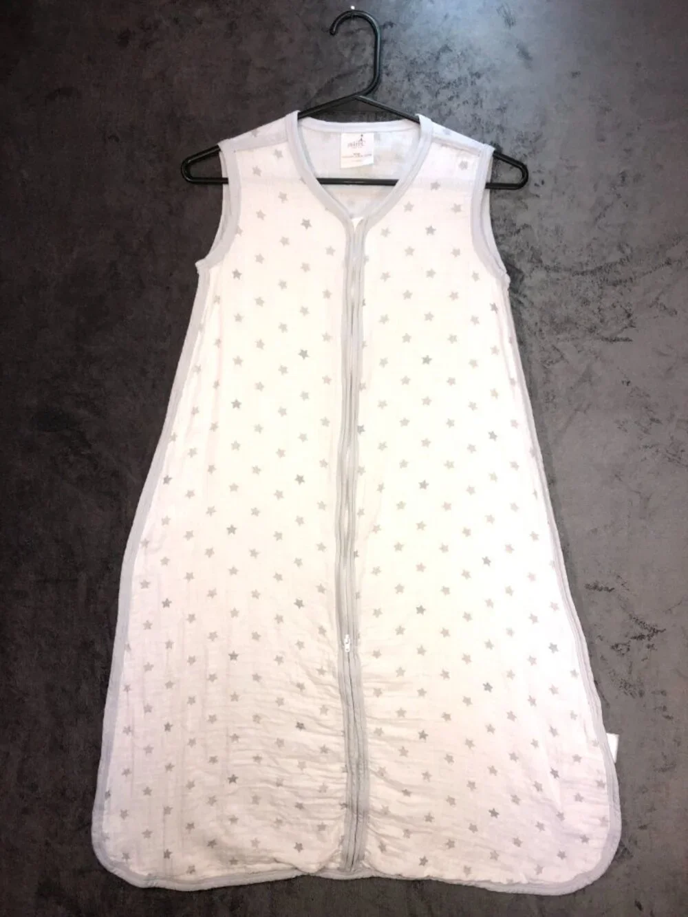 Aden + Anais Muslin Zippered Sleep Bag White Sack Stars Large 12-18 months